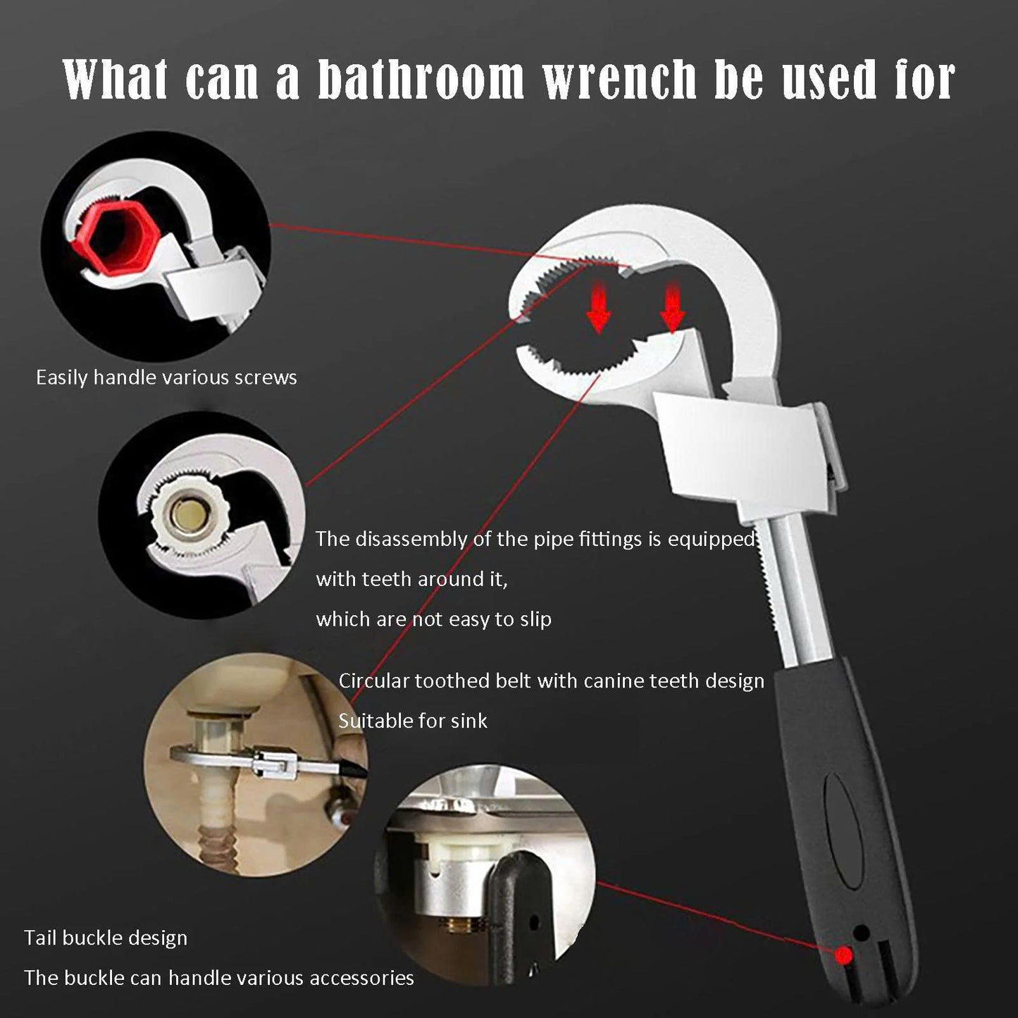 Universal Multi-Function Wrench for Faucet, Pipe & Sanitary Repairs