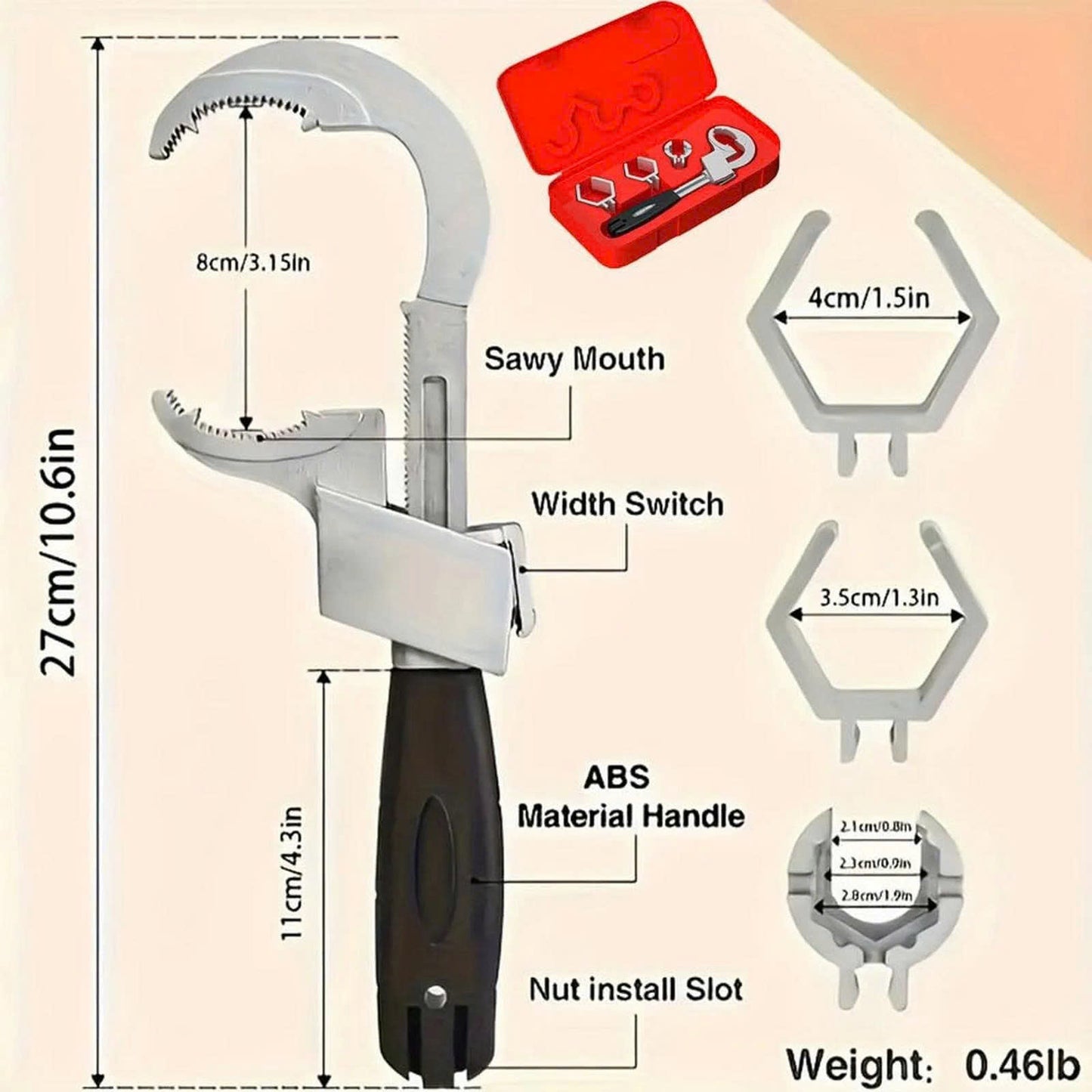 Universal Multi-Function Wrench for Faucet, Pipe & Sanitary Repairs